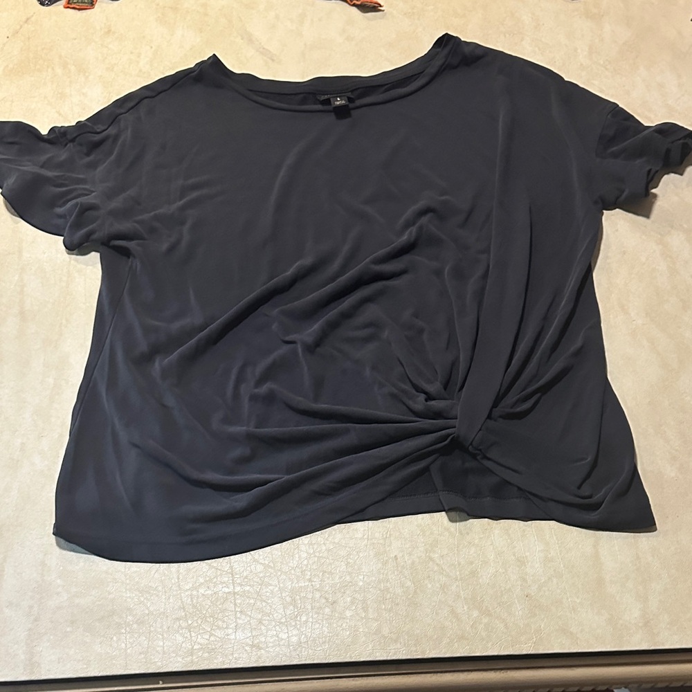 Worthington Dark Gray Twist Front Short Sleeve Tee